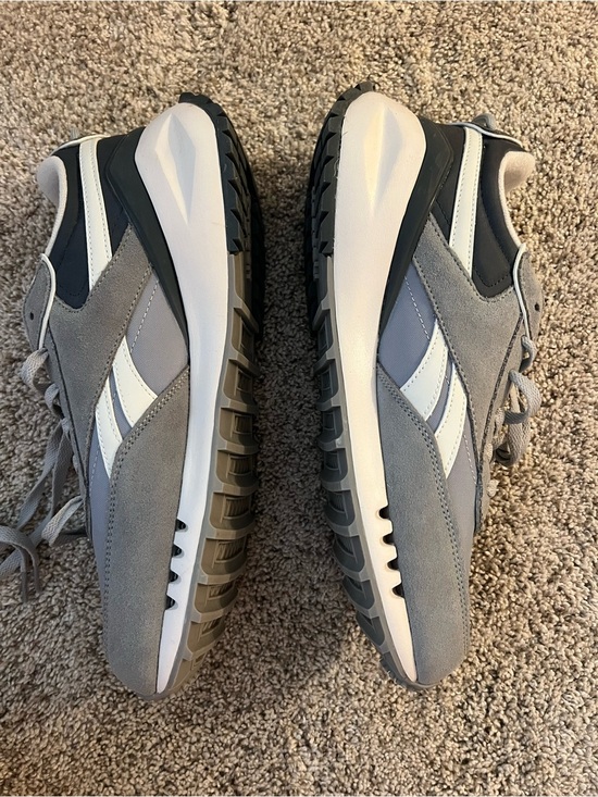 Reebok Men’s Gray and White Suede-Trim Sneakers